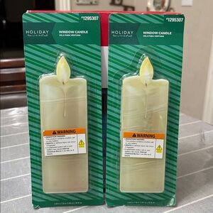 "Set of 2" Window Cling Lighted LED Candle Battery Operated 7 Inch Flickers